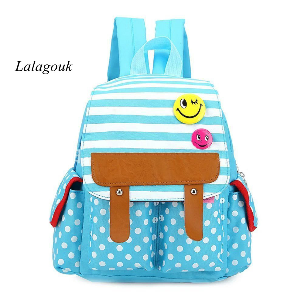 Lalagouk Dot Cute Kids Backpack Stripe Boys Girls School Bag Baby Book Bag