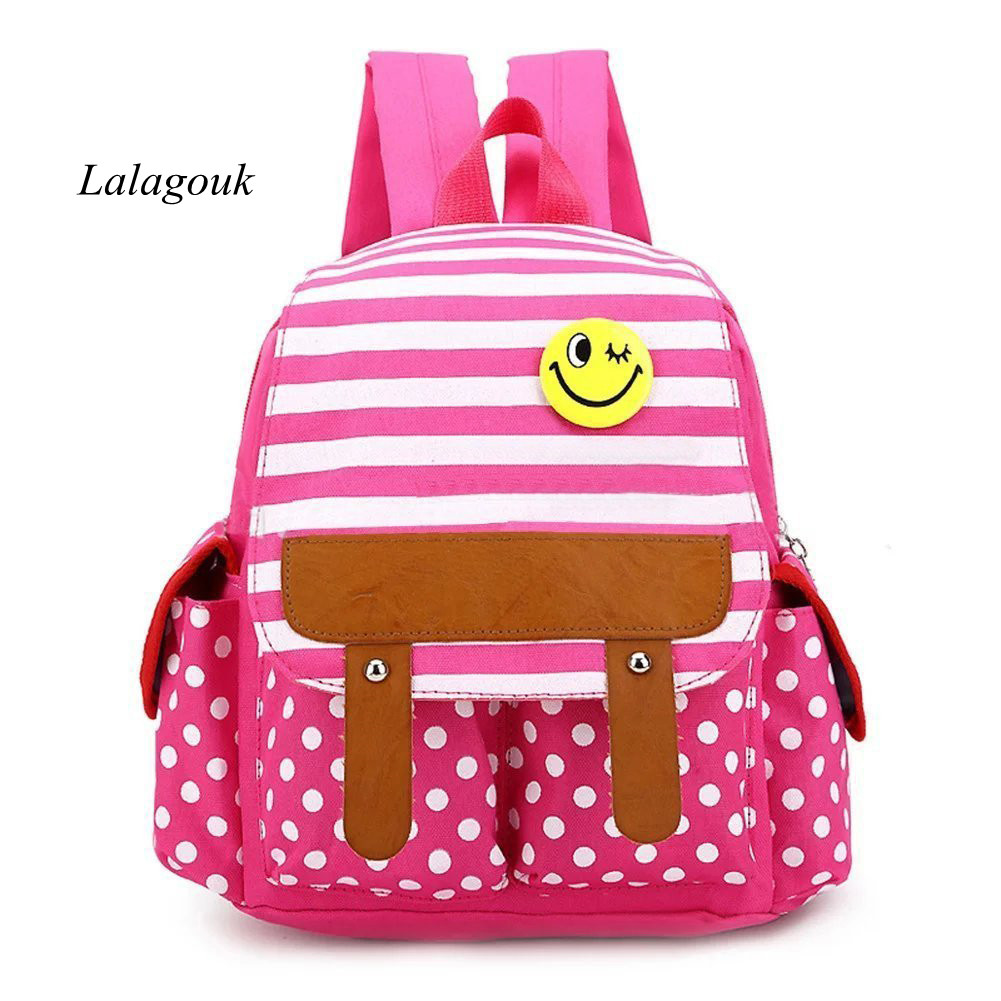 Lalagouk Dot Cute Kids Backpack Stripe Boys Girls School Bag Baby Book Bag