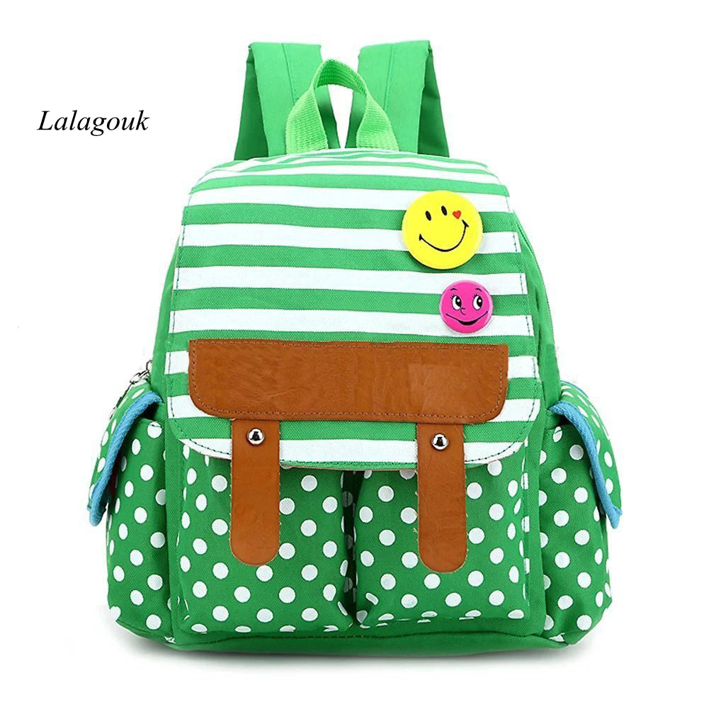 Lalagouk Dot Cute Kids Backpack Stripe Boys Girls School Bag Baby Book Bag