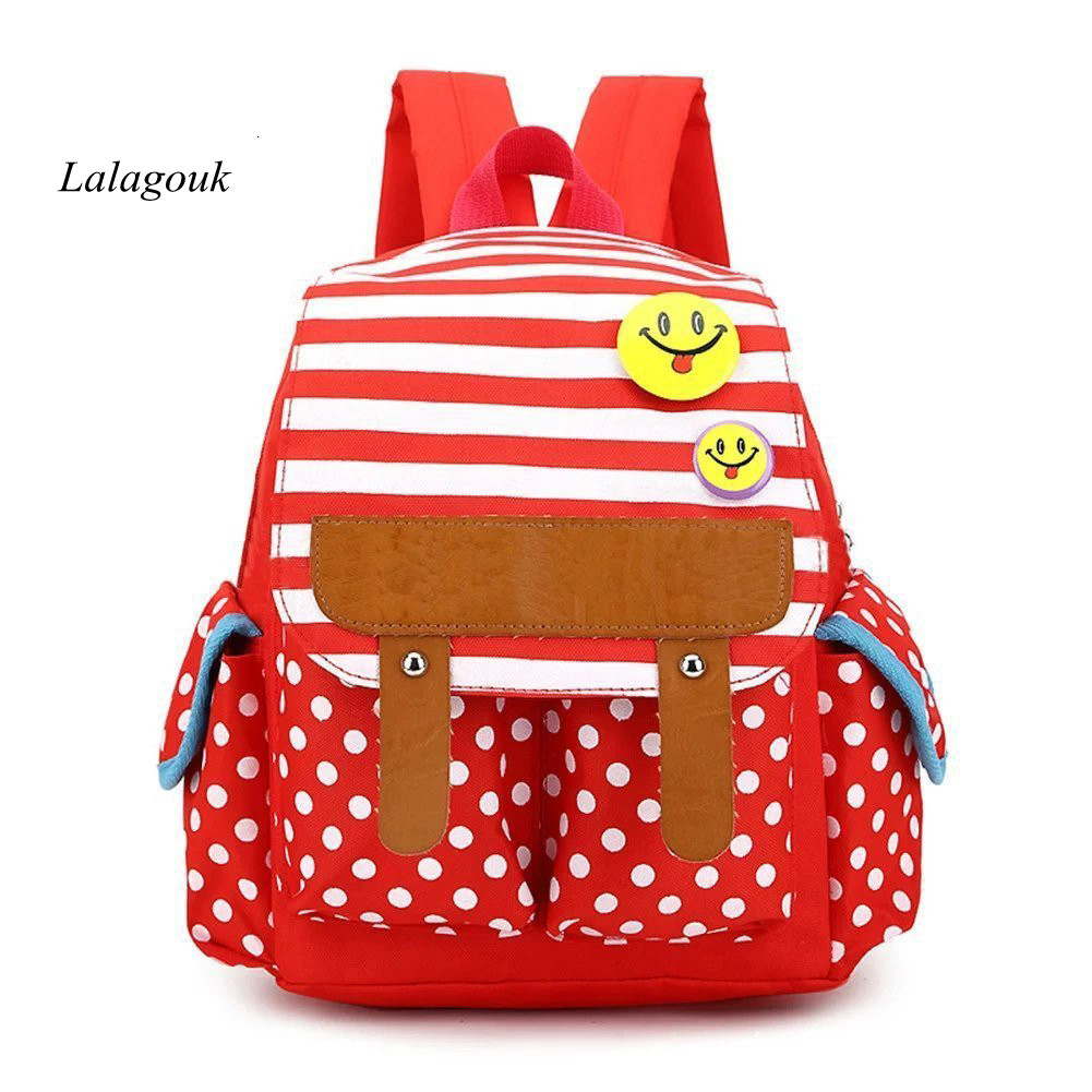 Lalagouk Dot Cute Kids Backpack Stripe Boys Girls School Bag Baby Book Bag