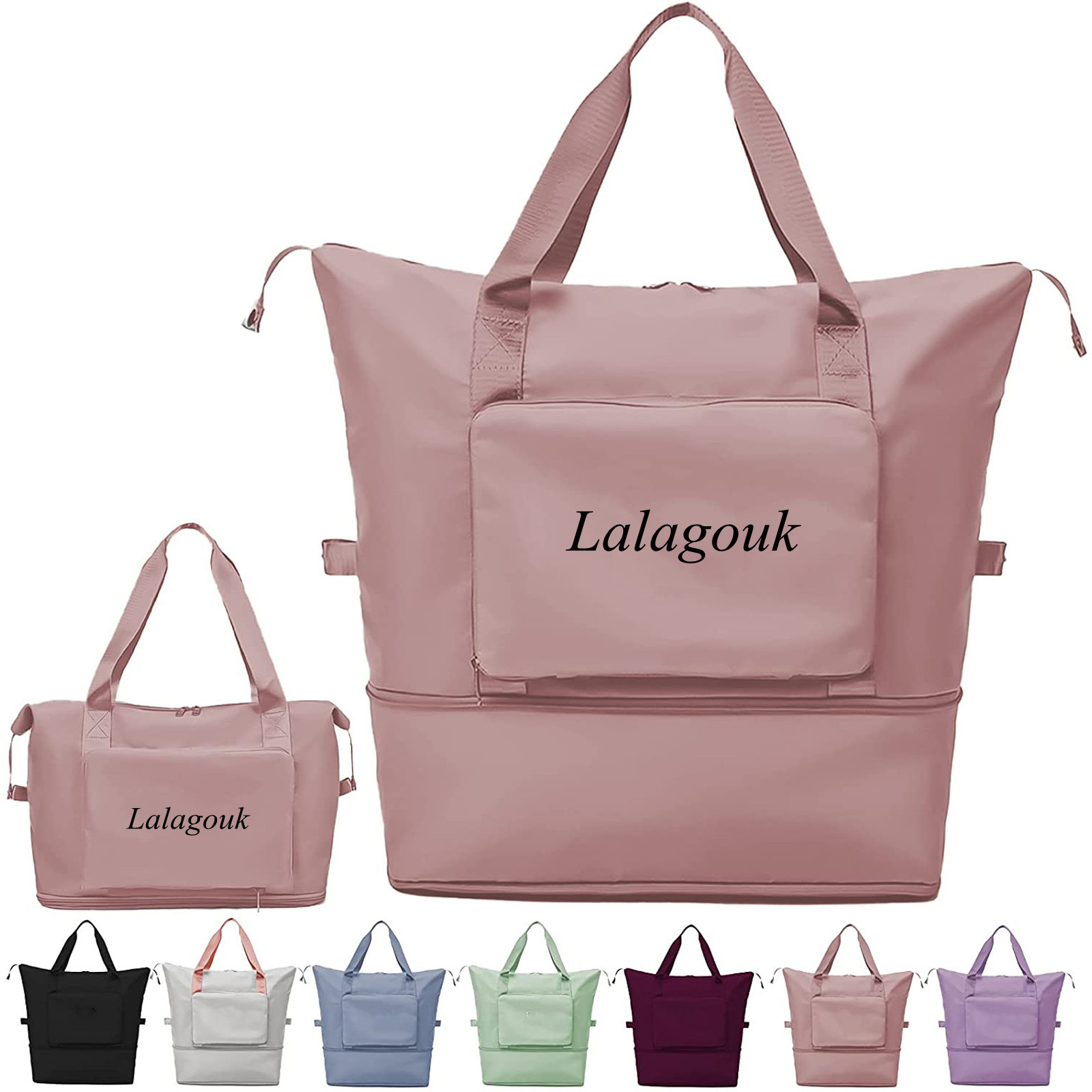 Lalagouk Large Capacity Folding Travel Bag,Portable Foldable Travel Lightweight Waterproof Oxford Fabric Duffel Bag Carry Luggage Bag for Expandable Weekender Sports, Gym, Vacation Pink